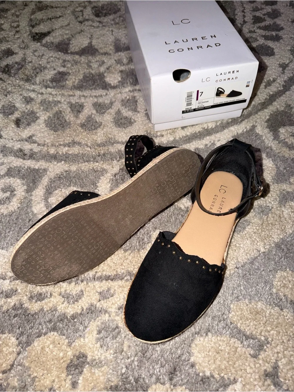 LC Lauren Conrad Black Ankle-Strap Espadrille Flats